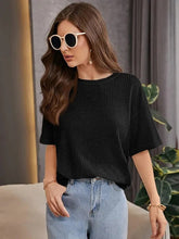 black  Oversized Waffle Knit t shirt